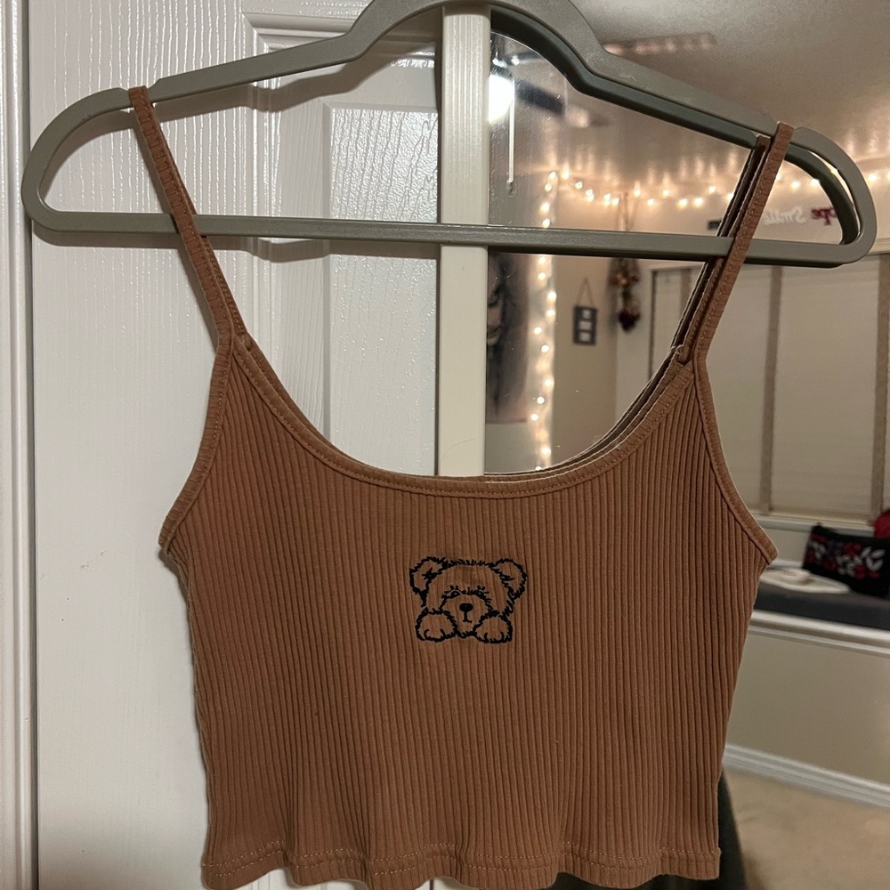 Brown Teddy Crop Top